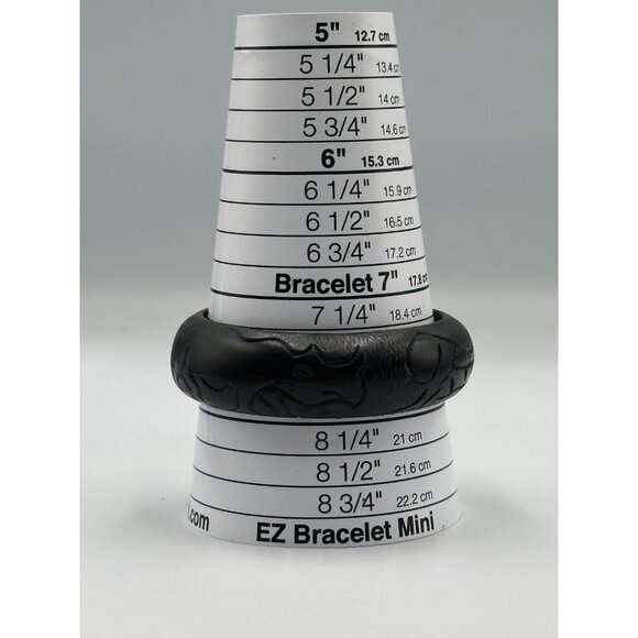 3/$30 Wood Bangle Bracelet Lot Carved Rhino Animal Design Dark Brown Wooden - Picture 10 of 11